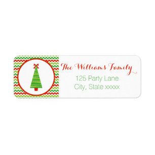 Modern Christmas Tree Return Address Label