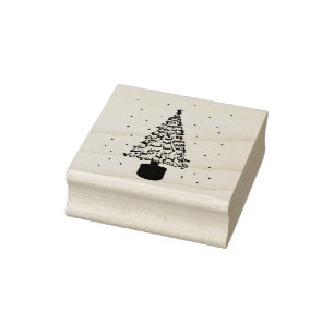 Modern Christmas Tree Rubber Stamp