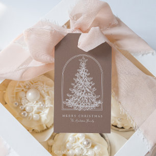 Modern Christmas Tree Sketch Arch Boho Holiday Gift Tags