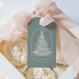 Modern Christmas Tree Sketch Arch Boho Holiday Gift Tags