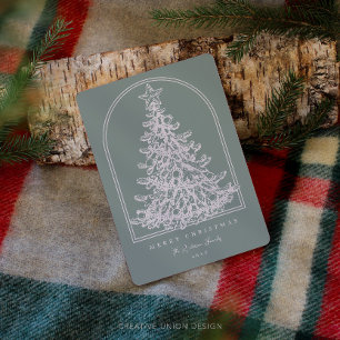 Modern Christmas Tree Sketch Arch Non Photo Holiday Card