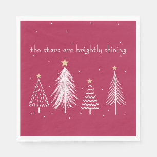 Modern Christmas Tree Stars - Red, White, Gold, Napkin