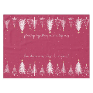 Modern Christmas Tree Stars - Red, White, Gold, Tablecloth