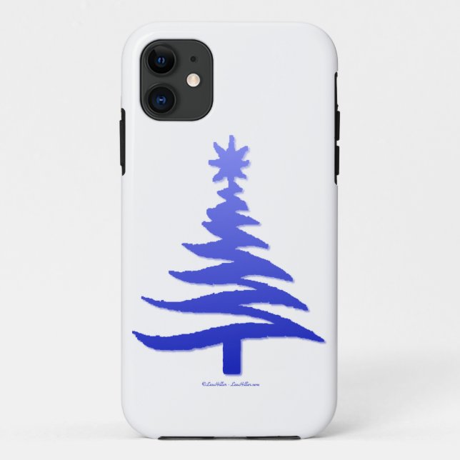 Modern Christmas Tree Stencil Print Blue Case-Mate iPhone Case (Back)