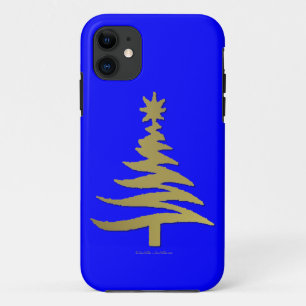 Modern Christmas Tree Stencil Print Gold iPhone 11 Case