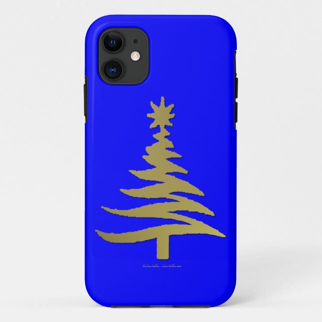 Modern Christmas Tree Stencil Print Gold Case-Mate iPhone Case (Back)