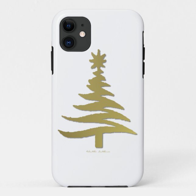 Modern Christmas Tree Stencil Print Gold Case-Mate iPhone Case (Back)