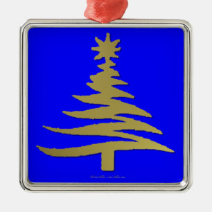 Modern Christmas Tree Stencil Print Gold Metal Tree Decoration