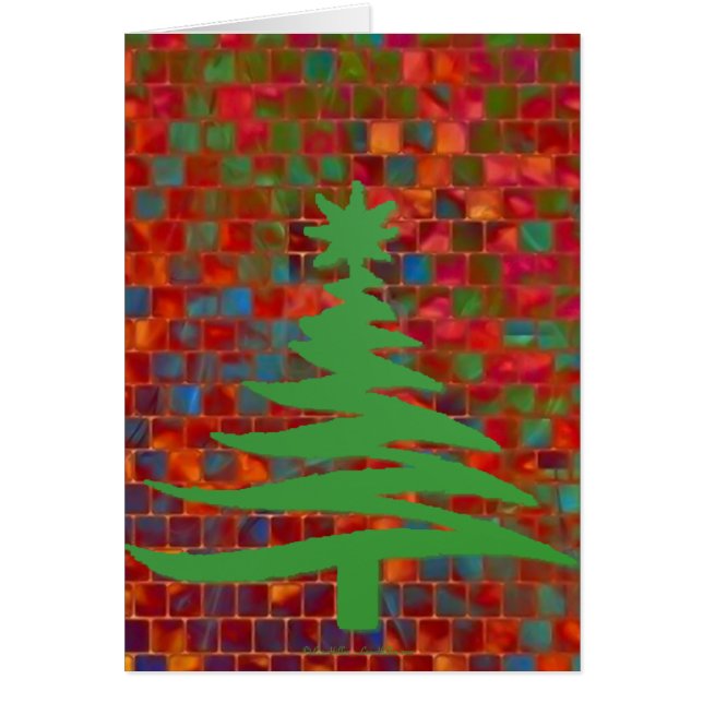 Modern Christmas Tree Stencil Print Green (Front)