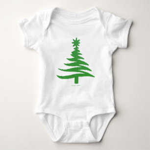 Modern Christmas Tree Stencil Print Green Baby Bodysuit