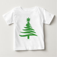 Modern Christmas Tree Stencil Print Green