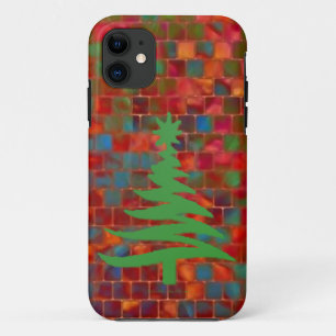 Modern Christmas Tree Stencil Print Green iPhone 11 Case