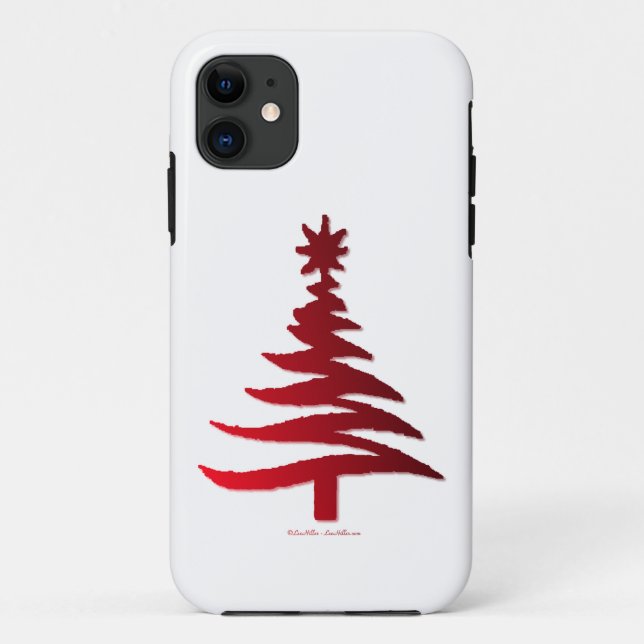 Modern Christmas Tree Stencil Print Red Case-Mate iPhone Case (Back)