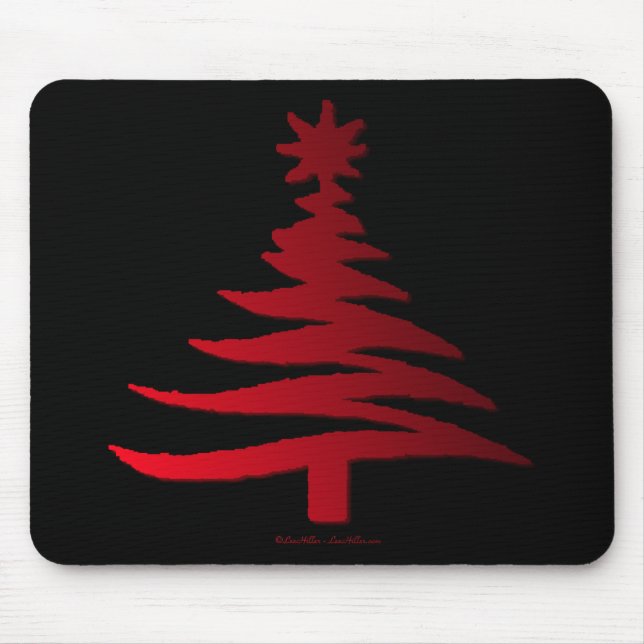 Modern Christmas Tree Stencil Print Red Mouse Mat (Front)