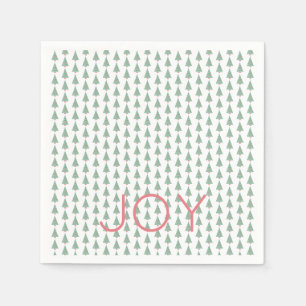 Modern Christmas Tree Watercolor Holiday JOY Napkin