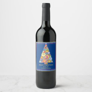 Modern Christmas Tree Wine Label