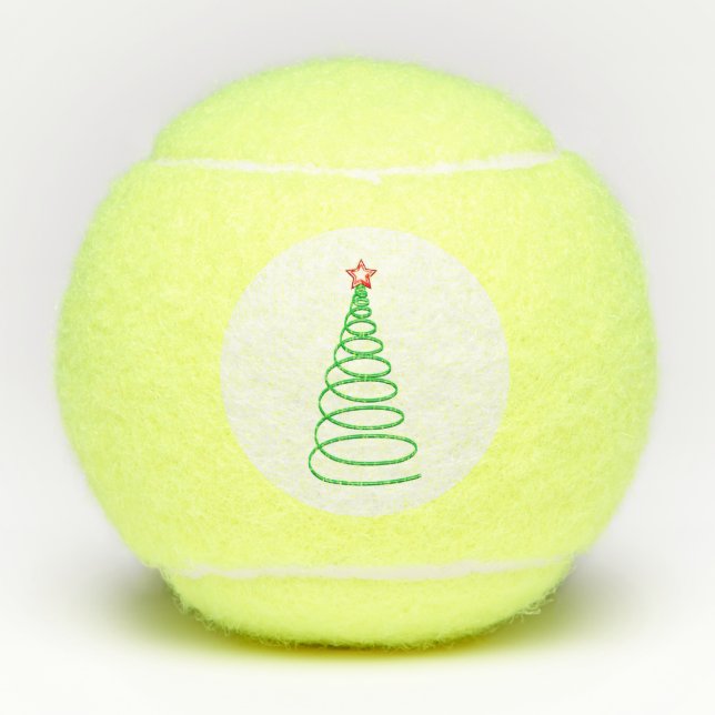 Modern Christmas Tree with Red Star Holiday Tennis Tennis Balls (Front)