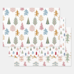 Modern Christmas Tree Wrapping Paper Sheets
