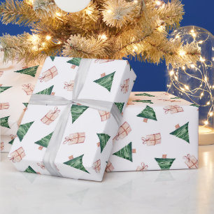 Modern Christmas Trees and Presents Holiday Wrapping Paper