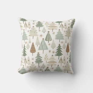 Modern Christmas Trees brown pattern Cushion