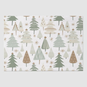 Modern Christmas Trees brown pattern Tissue Paper