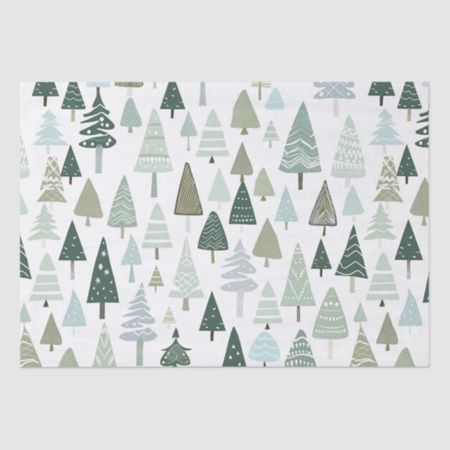 Modern Christmas Trees elegant Tissue Paper (Front)