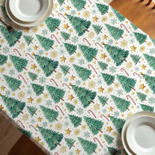 Modern Christmas trees festive holiday tablecloth