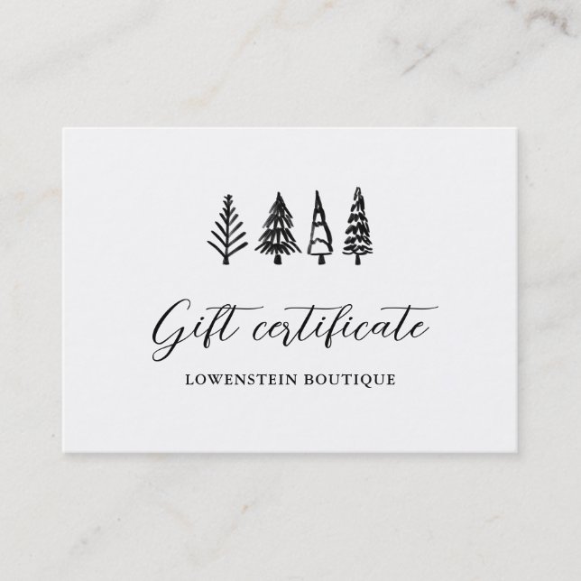 Modern Christmas Trees | Gift Certificate Script (Front)