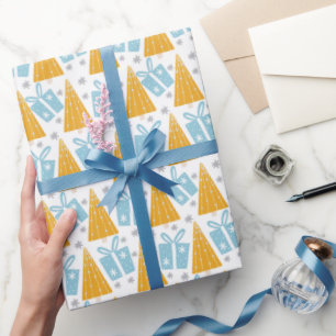 Modern Christmas Trees Gifts Festive Holidays Wrapping Paper