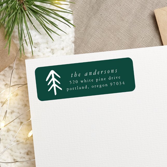 Modern Christmas Trees Green Holiday Address Label (Creator Uploaded)