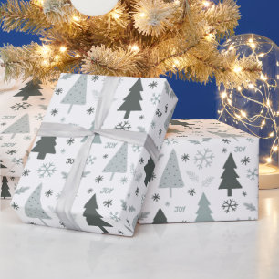 Modern Christmas Trees Grey Wrapping Paper