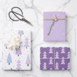 Modern Christmas Trees Lavender Pattern Wrapping Paper Sheet<br><div class="desc">A collection of coordinated lavender, lilac, purple and periwinkle blue modern abstract Christmas and forest trees and winter snow patterns. ASSISTANCE: For help with design modification or personalisation, colour change, resizing, transferring the design to another product or if you would like coordinating items, contact the designer BEFORE ORDERING via the...</div>