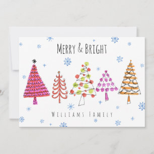 Modern Christmas Trees Merry & Bright Holiday Card