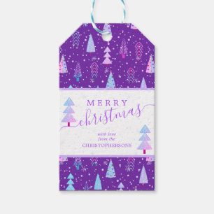 Modern Christmas Trees MERRY CHRISTMAS Script Gift Tags