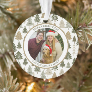 Modern Christmas Trees pattern Family photo  Ornament
