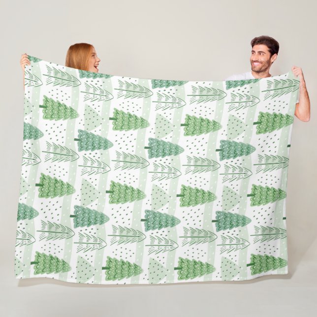 Modern Christmas Trees Pattern  Fleece Blanket (In Situ)