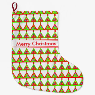 Modern Christmas Trees Pattern Large Christmas Sto Stocking