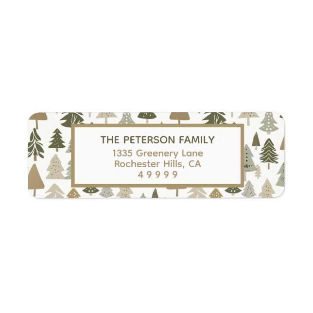 Modern Christmas Trees Pattern Return Address  (Front)