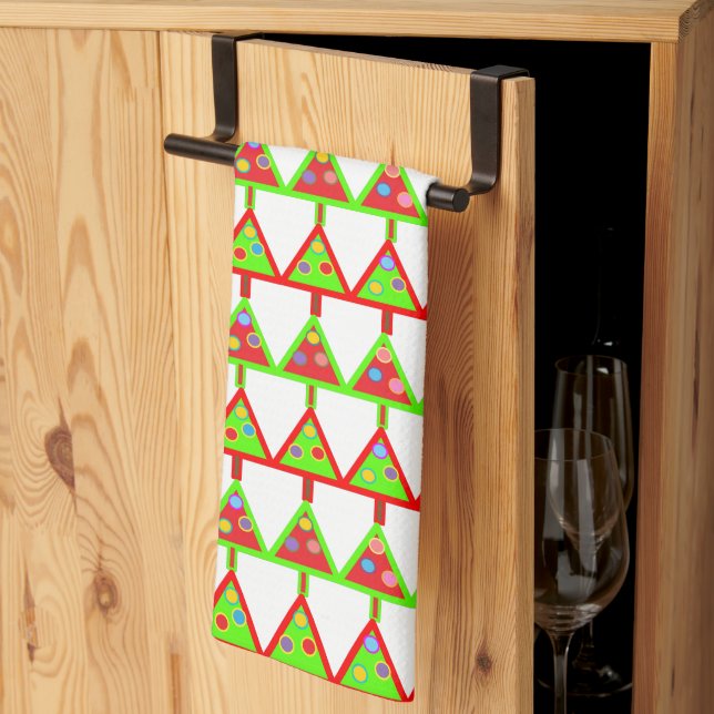 Modern Christmas Trees Pattern Tea Towel (Thirds Fold)
