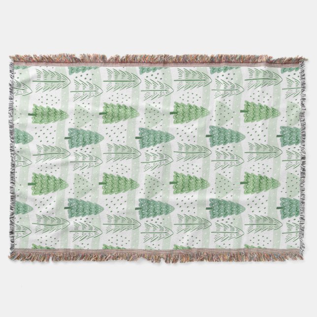 Modern Christmas Trees Pattern  Throw Blanket (Front)