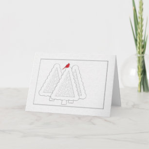 Modern Christmas Trees Red Cardinal Holiday Card
