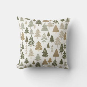 Modern Christmas Trees Sage Olive Green Pattern  Cushion