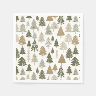 Modern Christmas Trees Sage Olive Green Pattern Napkin