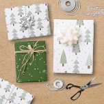 Modern Christmas Trees Sage Olive Green Pattern Wrapping Paper Sheet<br><div class="desc">A collection of three coordinated sheets of wrapping paper featuring a pattern of modern, abstract Christmas trees and forest trees in snow in sage green, olive green and white. ASSISTANCE: For help with design modification or personalisation, colour change, resizing, transferring the design to another product or if you would like...</div>