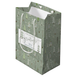 Modern Christmas Trees SEASONS GREETINGS Script Me Medium Gift Bag