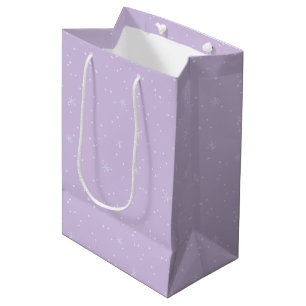 Modern Christmas Trees Snowflake Lavender White Medium Gift Bag