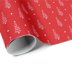 Modern Christmas Trees & Stars Holiday Wrapping Paper