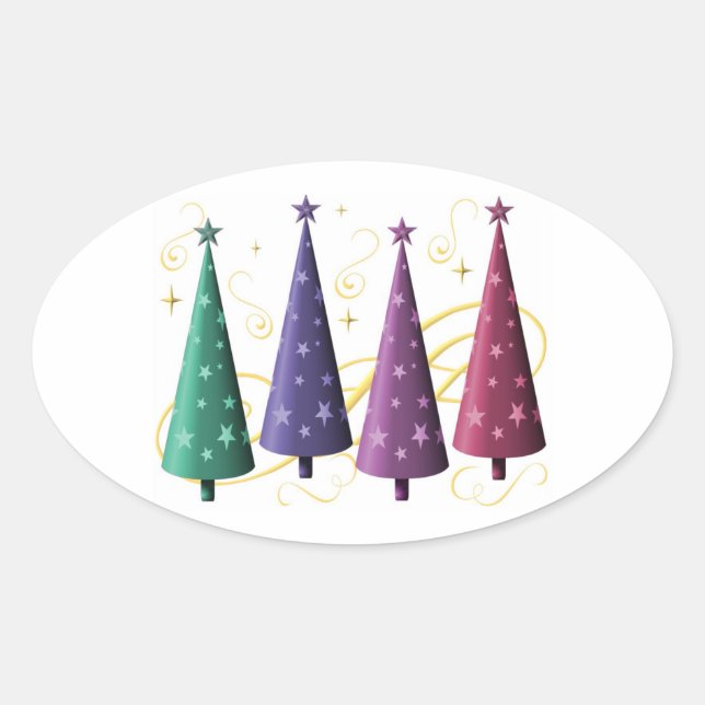 Modern Christmas Trees Stickers (Front)
