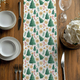 Modern Christmas Trees Table Runner for Holidays