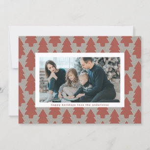 Modern Christmas Trees Tiled Frame 4 Photo Happy Holiday Card